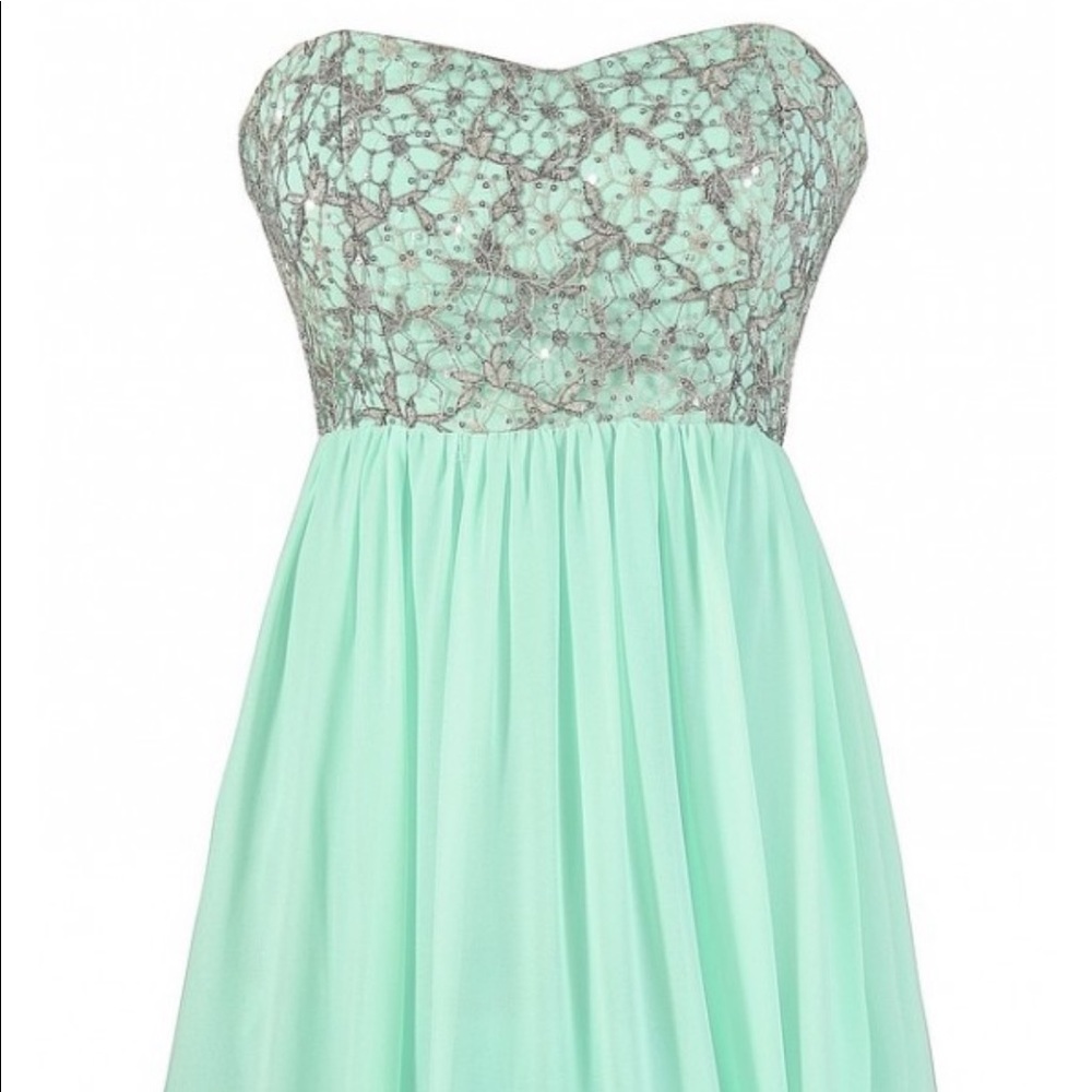 NWT Mint green beaded strapless dress size large